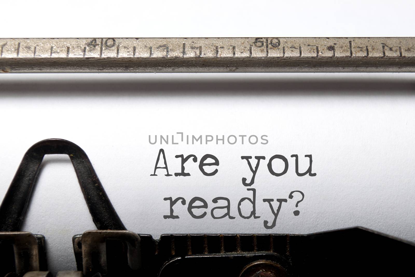 Are you ready question printed on an old typewriter 