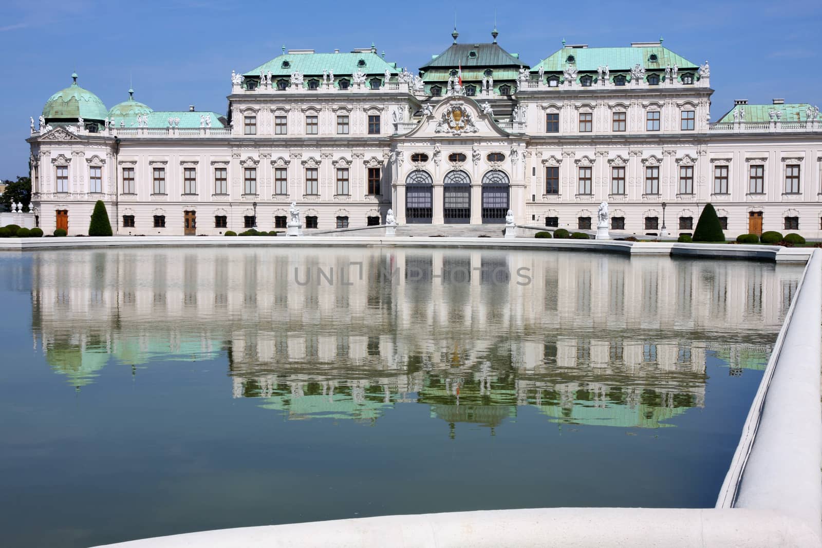 Baroque castle Belvedere with small lake, Vienna, Austria