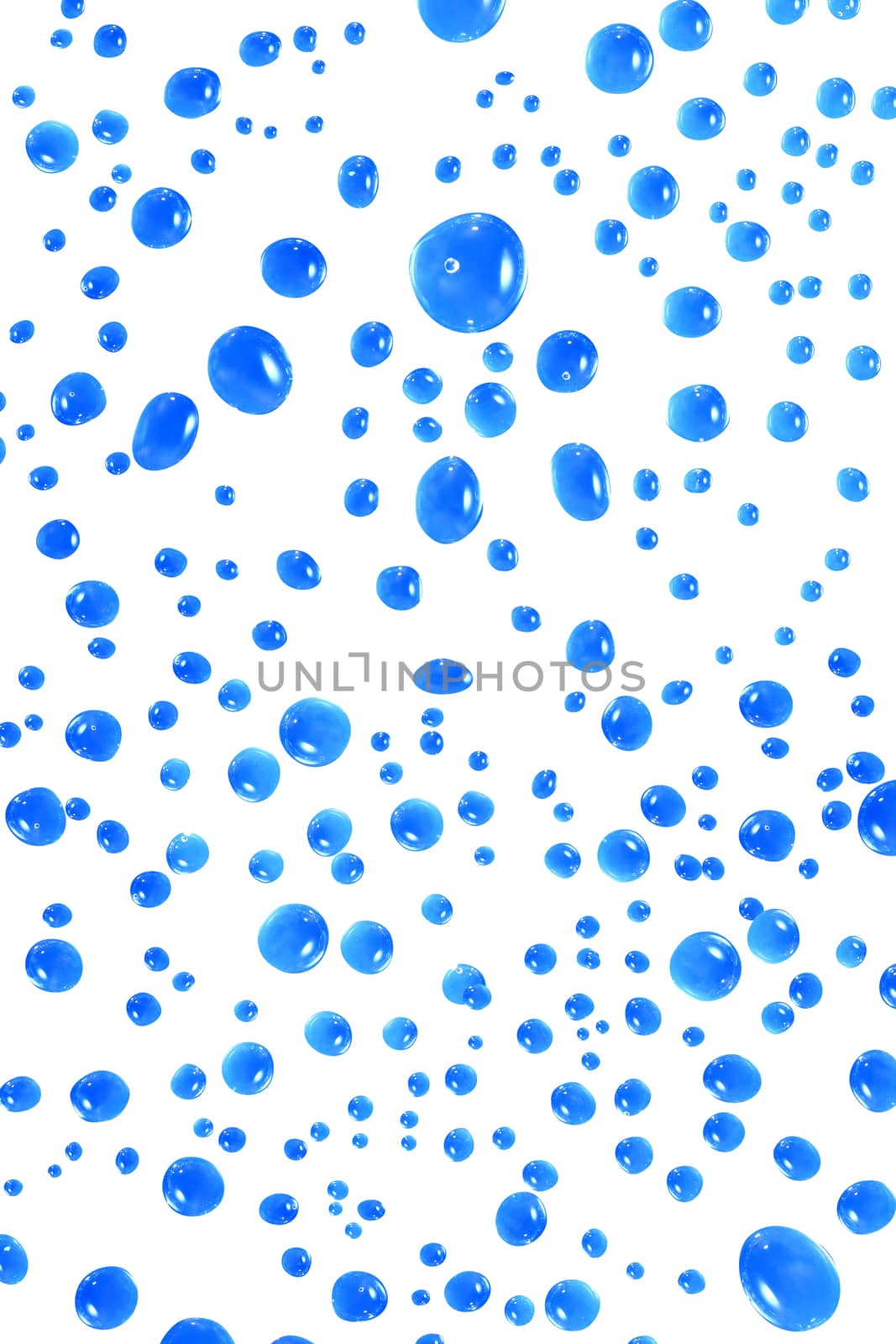 Splashes on white. Abstract blue water drops background