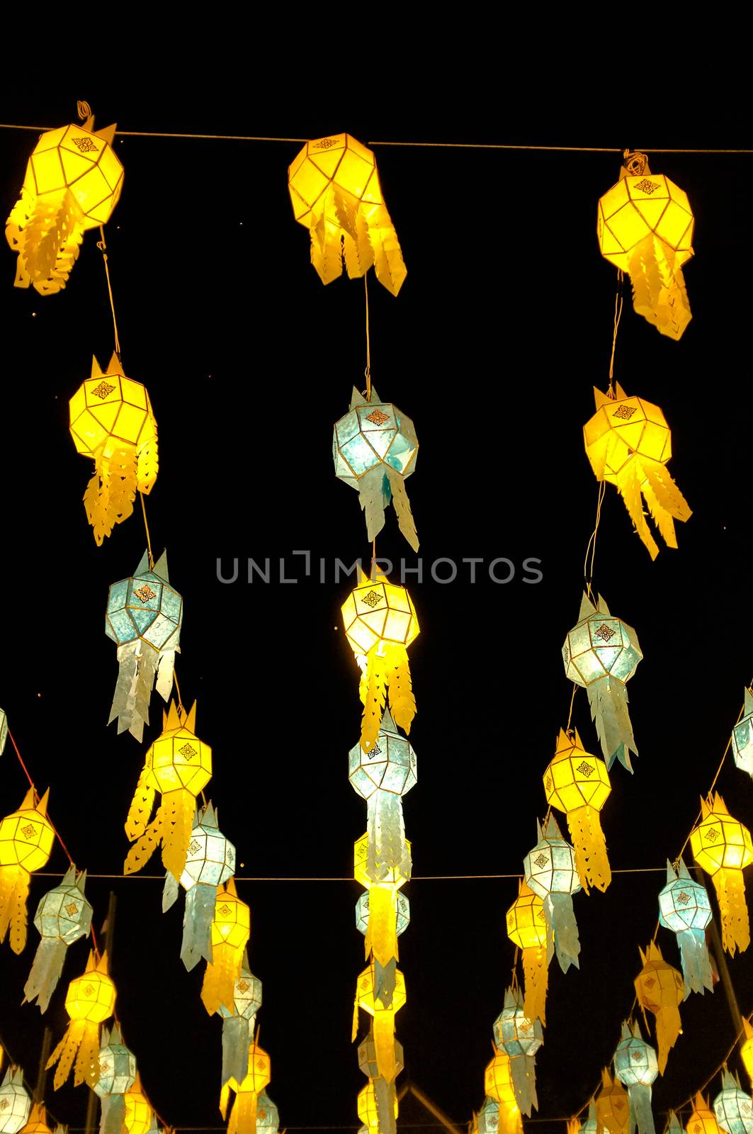 Traditional lantern in northern thai style at Festive night by Hepjam