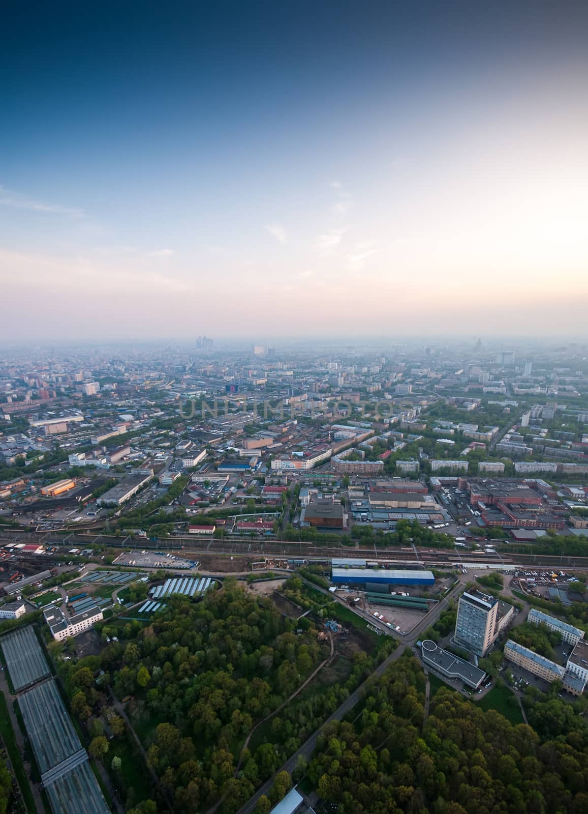 Bird's eye view of Moscow at dawn by vlaru