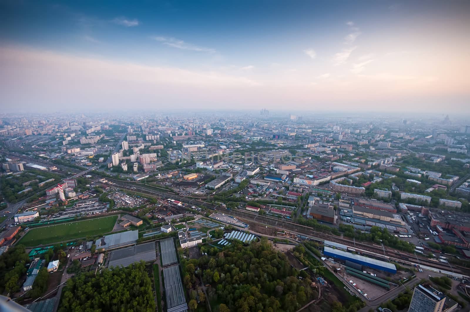 Bird's eye view on Moscow downtown Russia