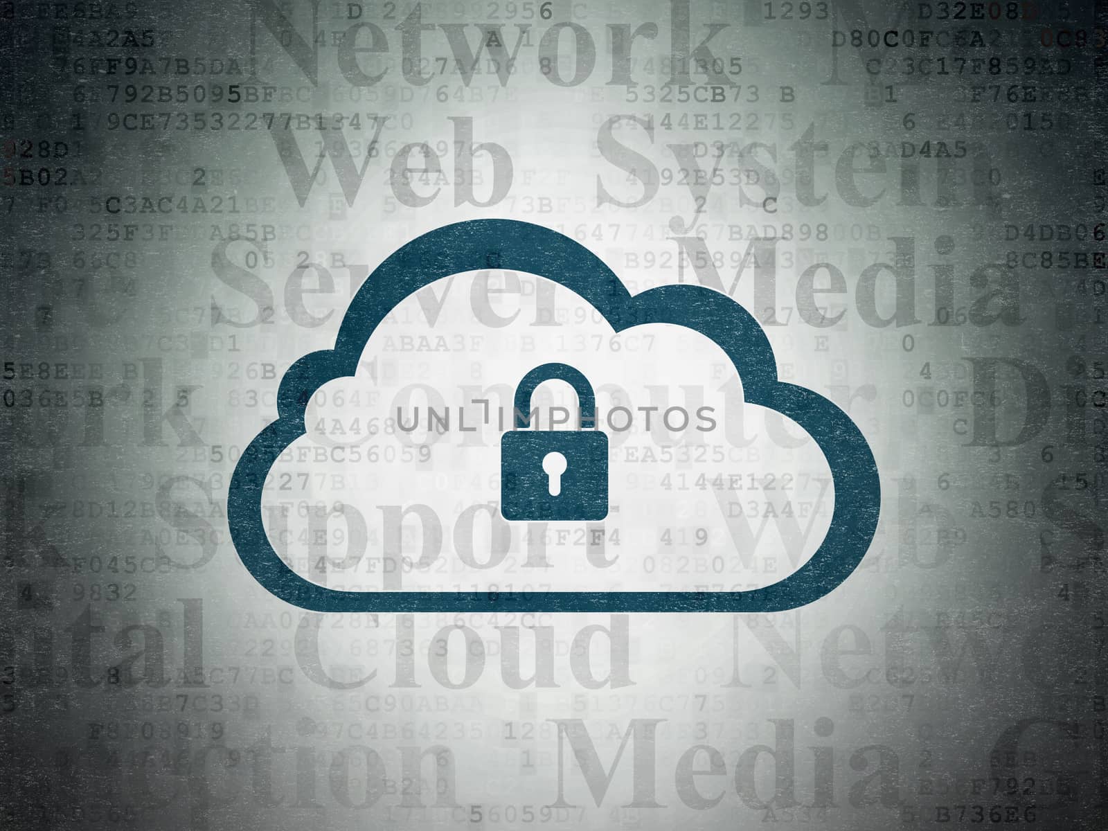 Cloud networking concept: Cloud With Padlock on Digital Paper background by maxkabakov