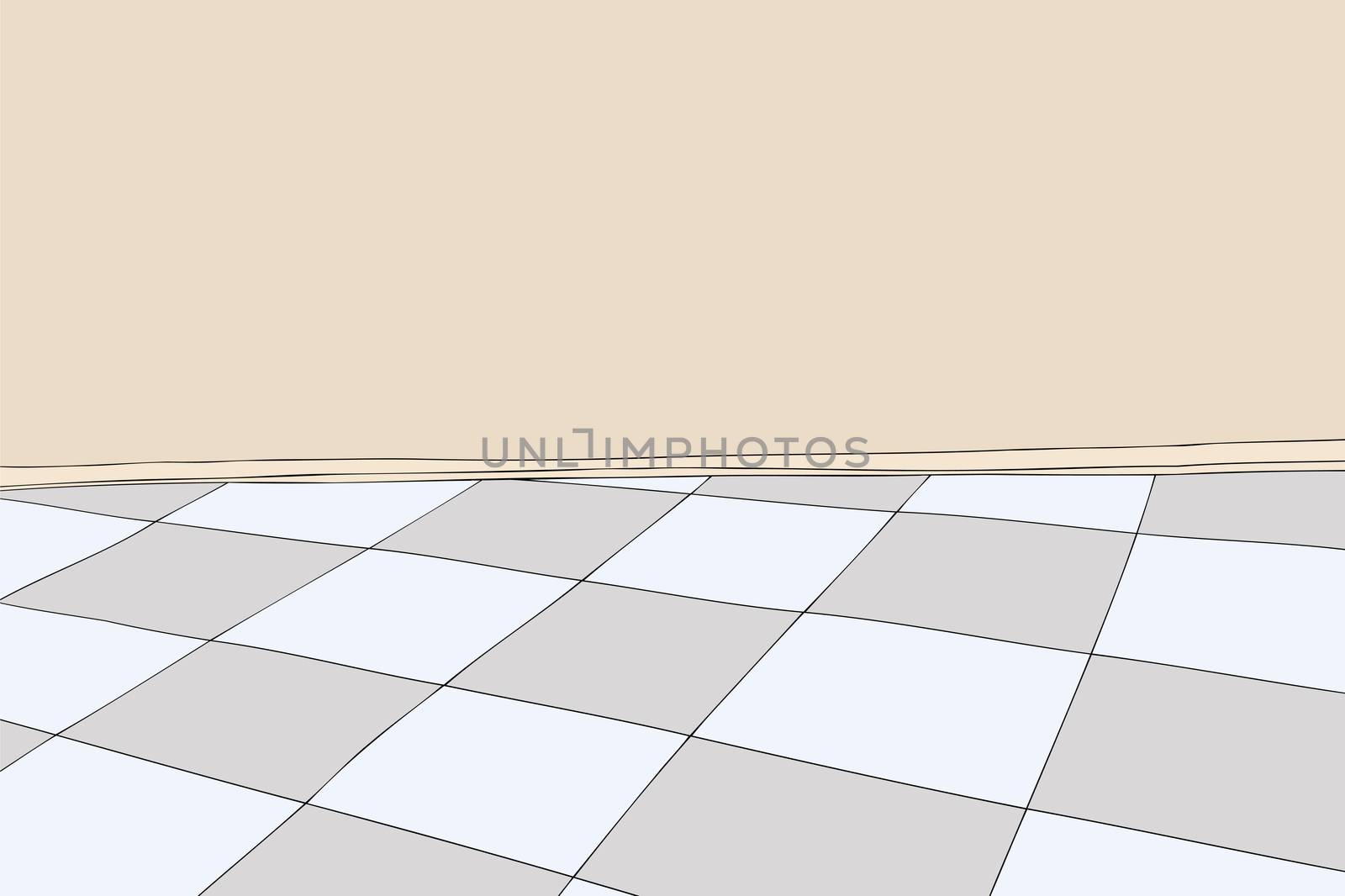 Empty Room with Checkered Floor by TheBlackRhino
