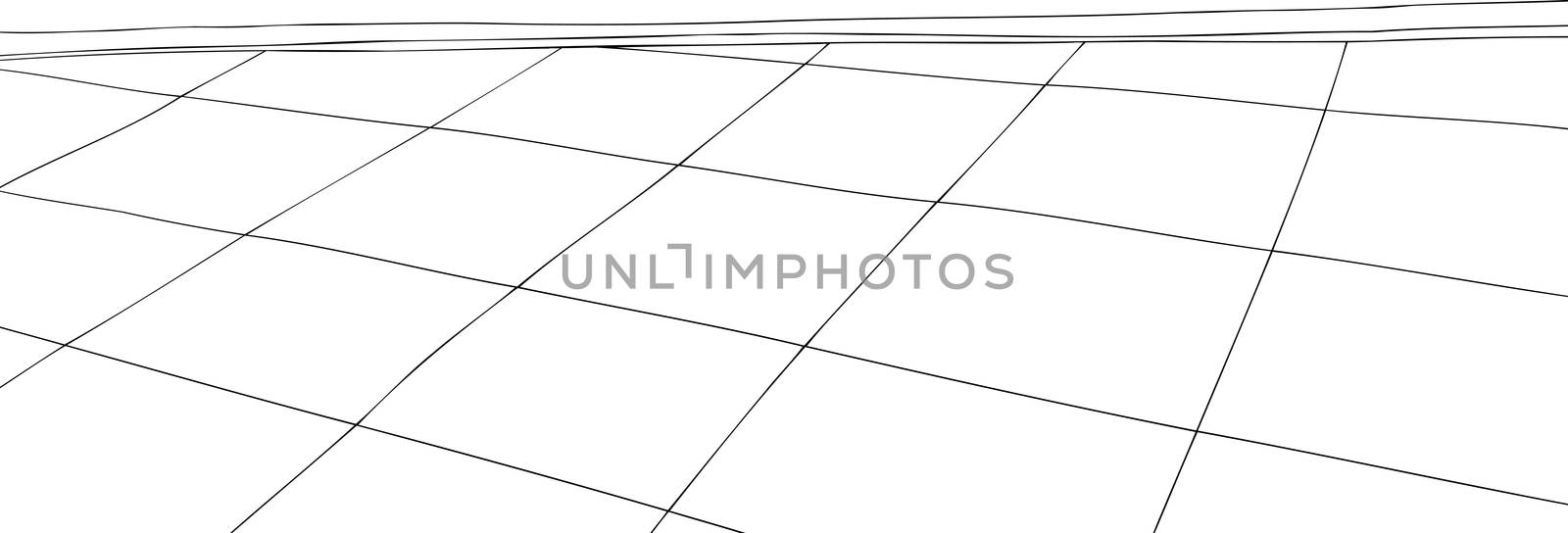 Outlined background of room with blank wall and checkered floor