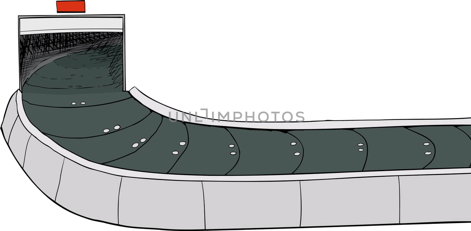 Illustration of an open isolated baggage claim conveyer belt