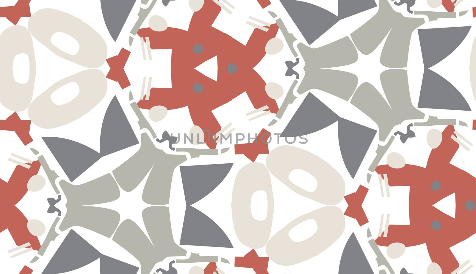 Repeating gray and brown shapes in repeating background pattern