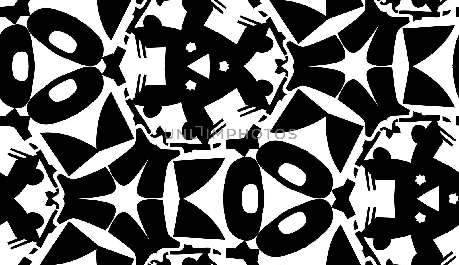 Seamless black abstract shapes in repeating background pattern