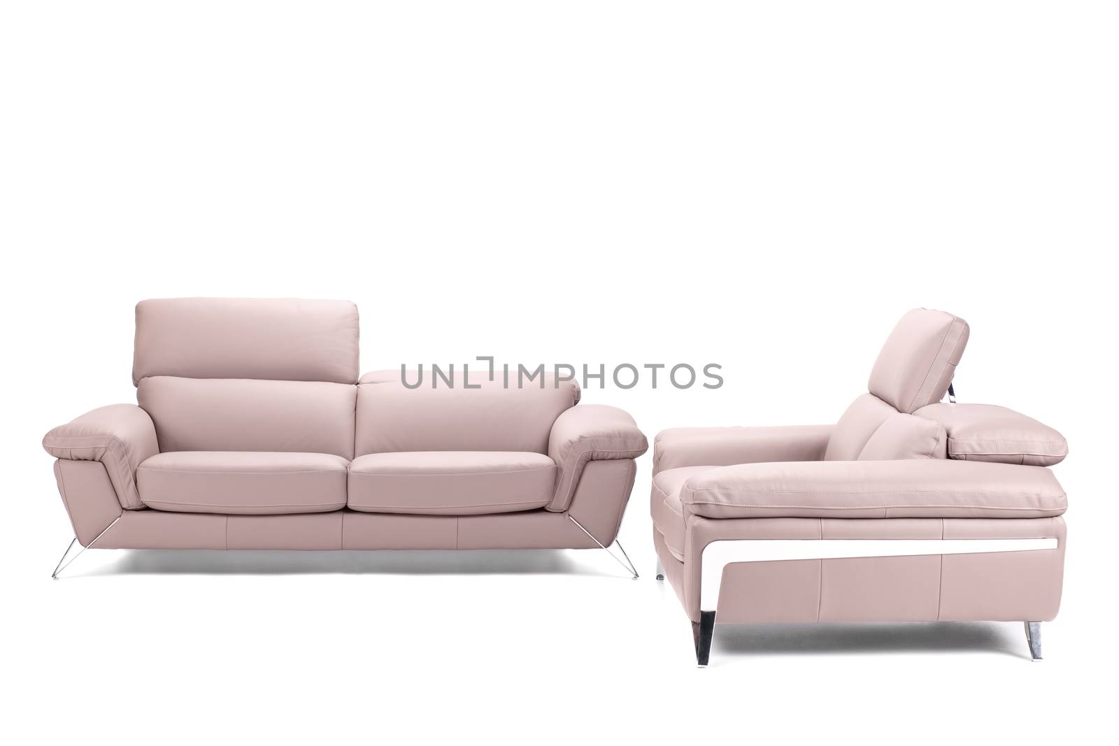 modern leather sofa isolated on white background
