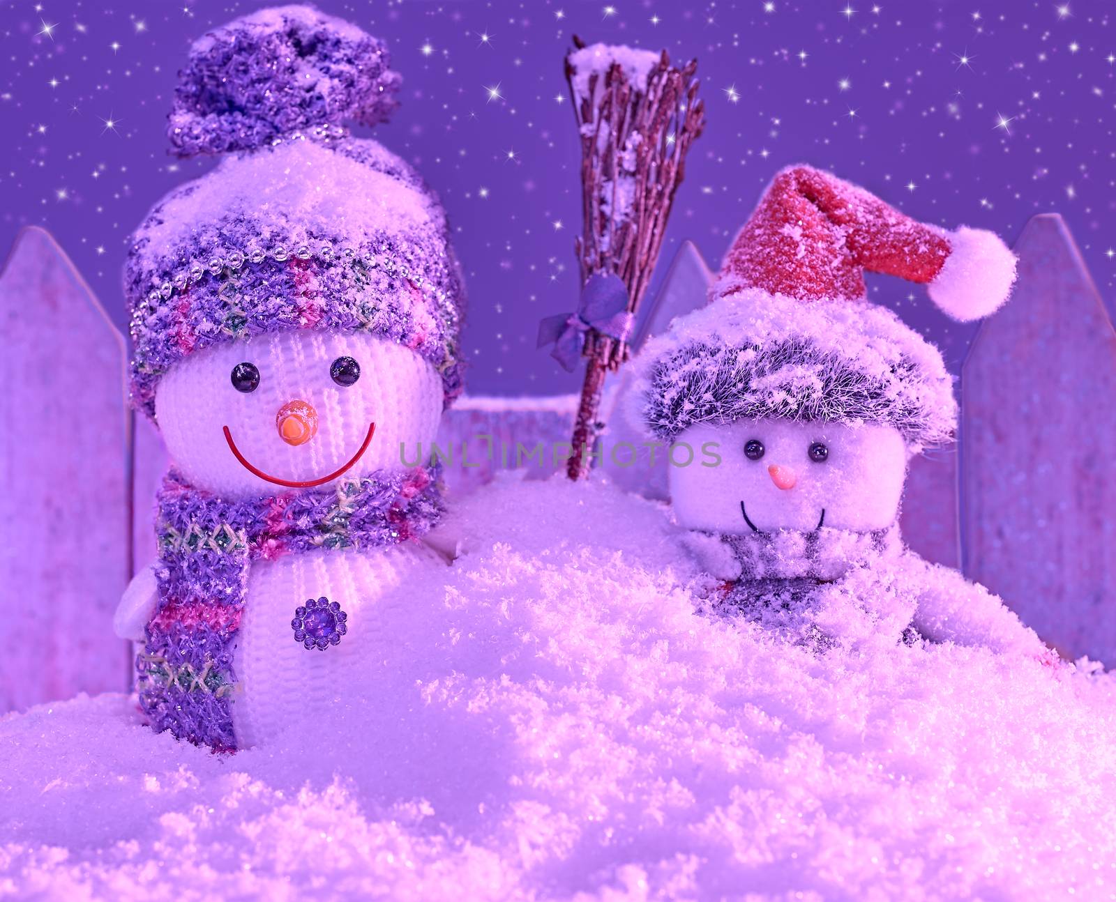 New Year 2016. Christmas.Snowmen friendship.Retro  by 918