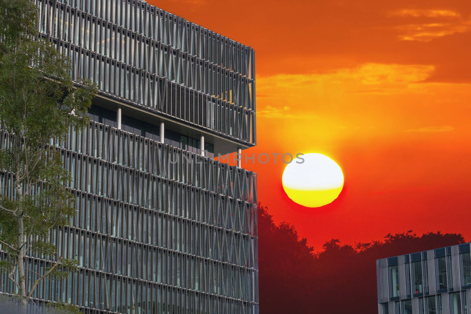 ffice buildings and sunset by JFsPic