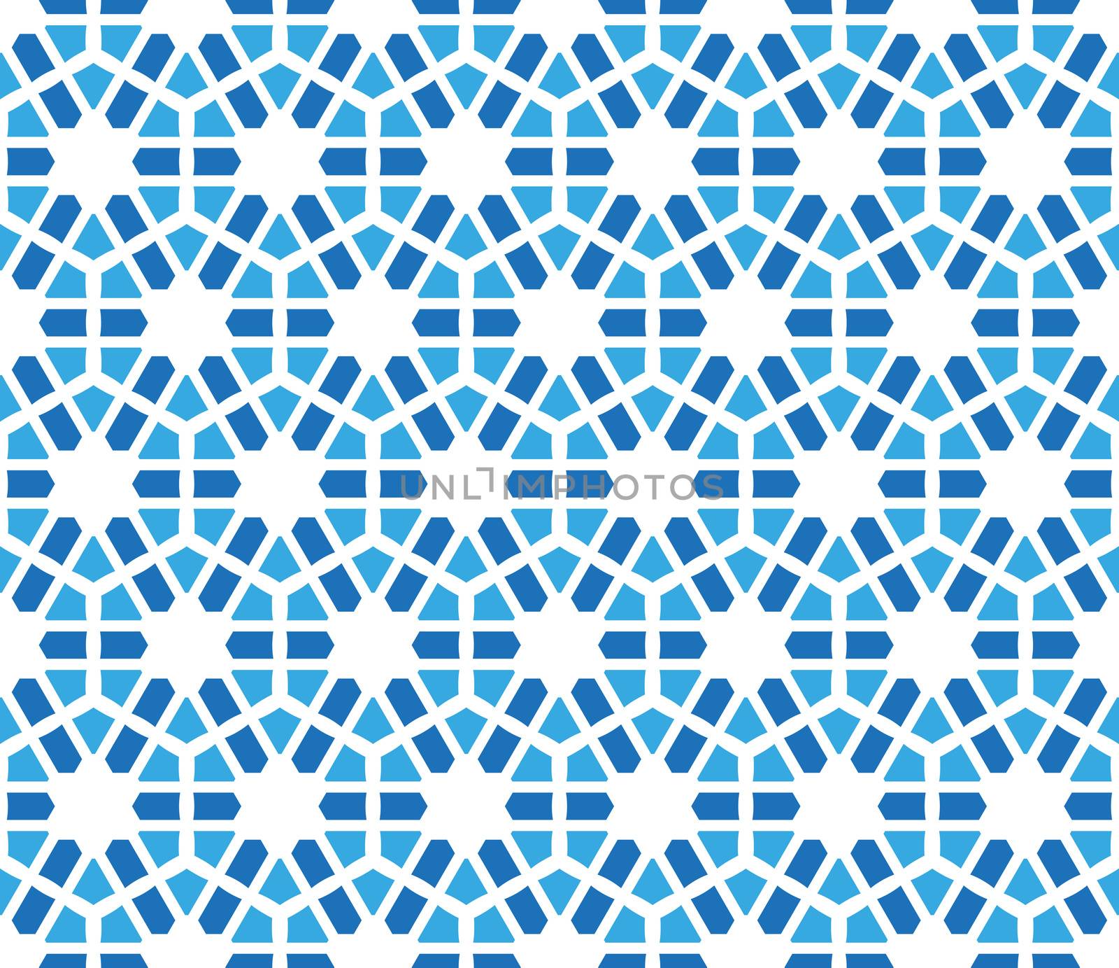 abstract background or textile hexagonal winter pattern with stylized snowflakes