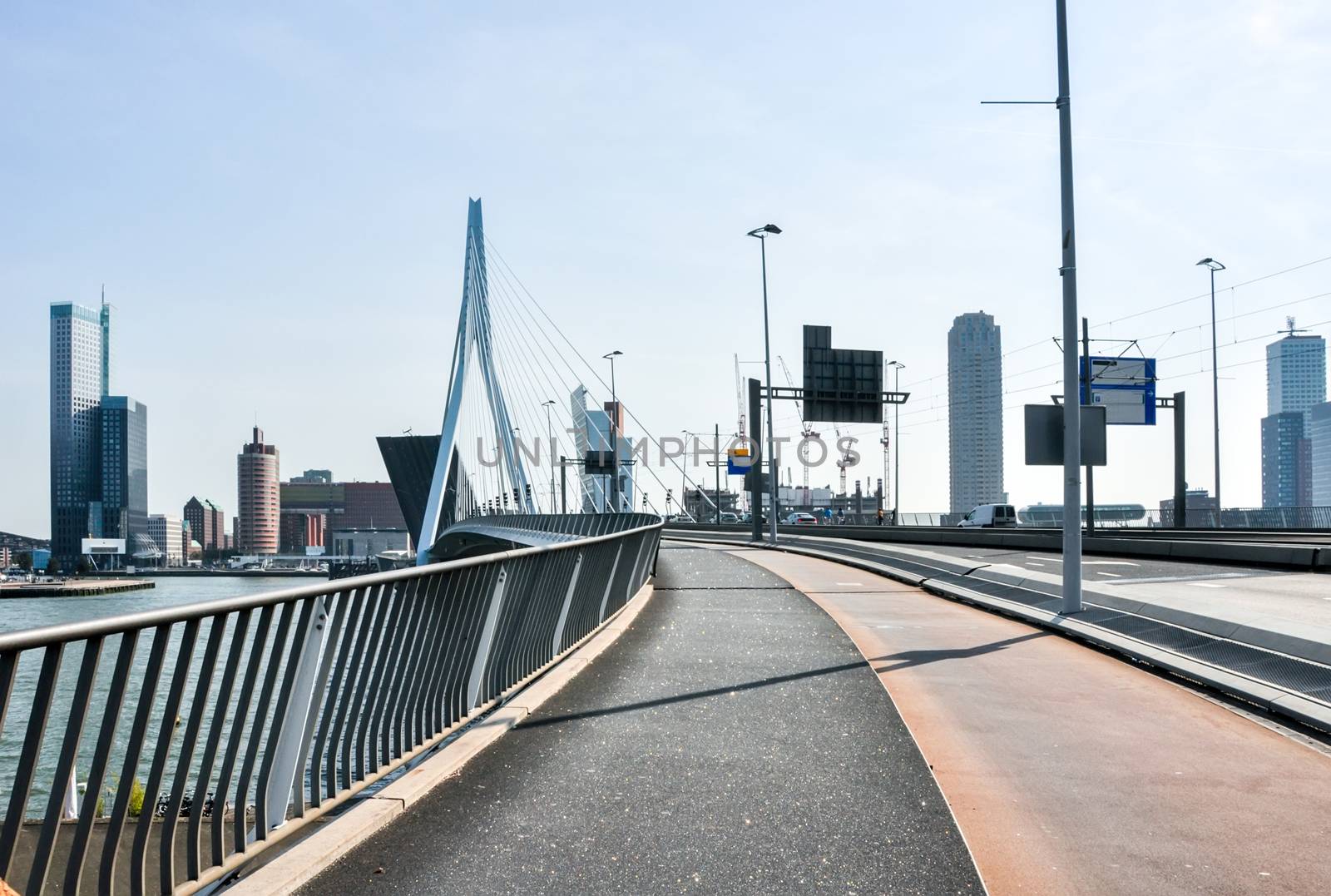 Erasmus bridge on Maas river in Rotterdam Netherlands Holland