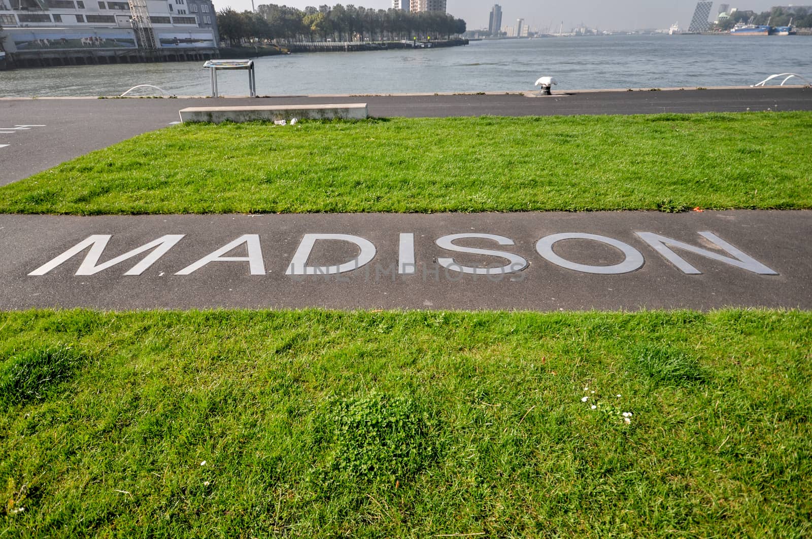 metal lettering at promenade in front of hotel New York  Rotterdam Holland by vlaru