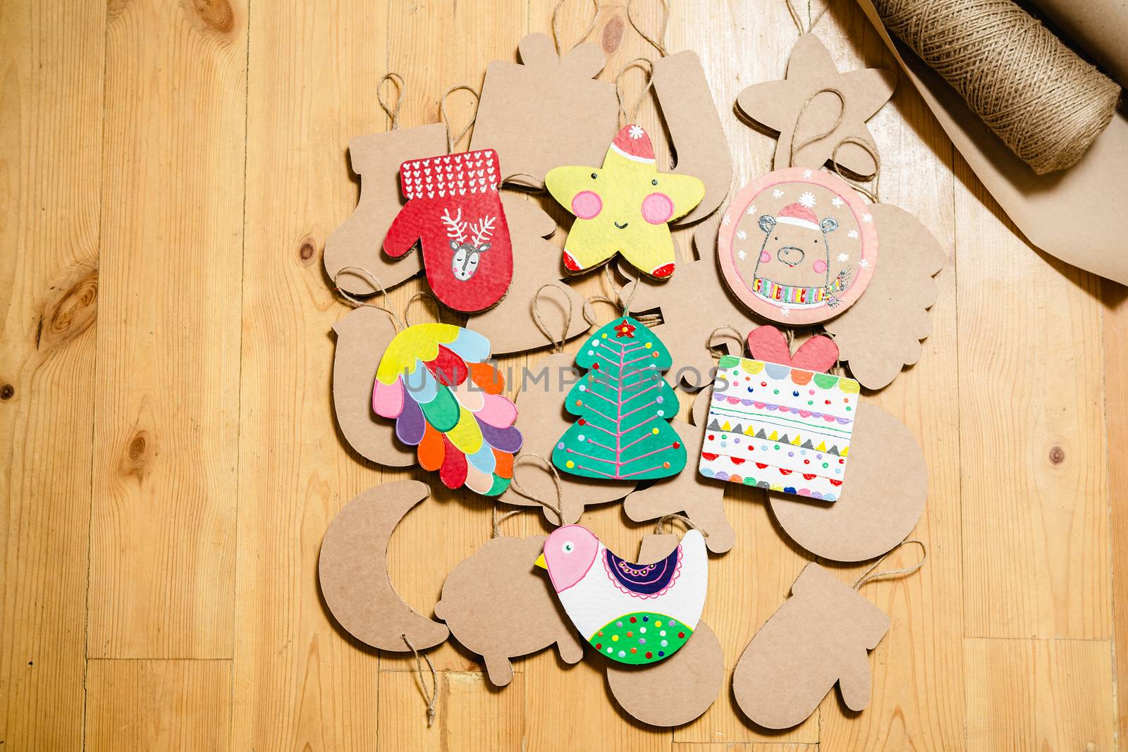 Cardboard toys for the Christmas tree or garland. New year decorations. by sarymsakov