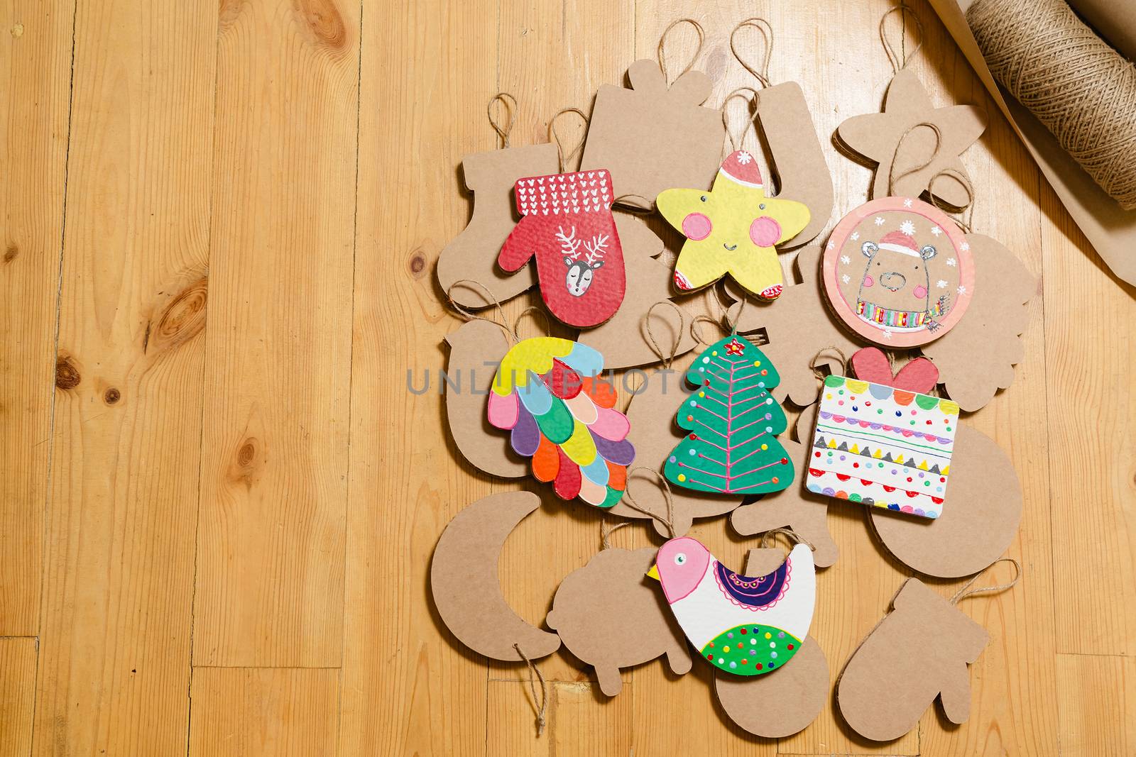 Cardboard toys for the Christmas tree or garland. New year decorations. by sarymsakov