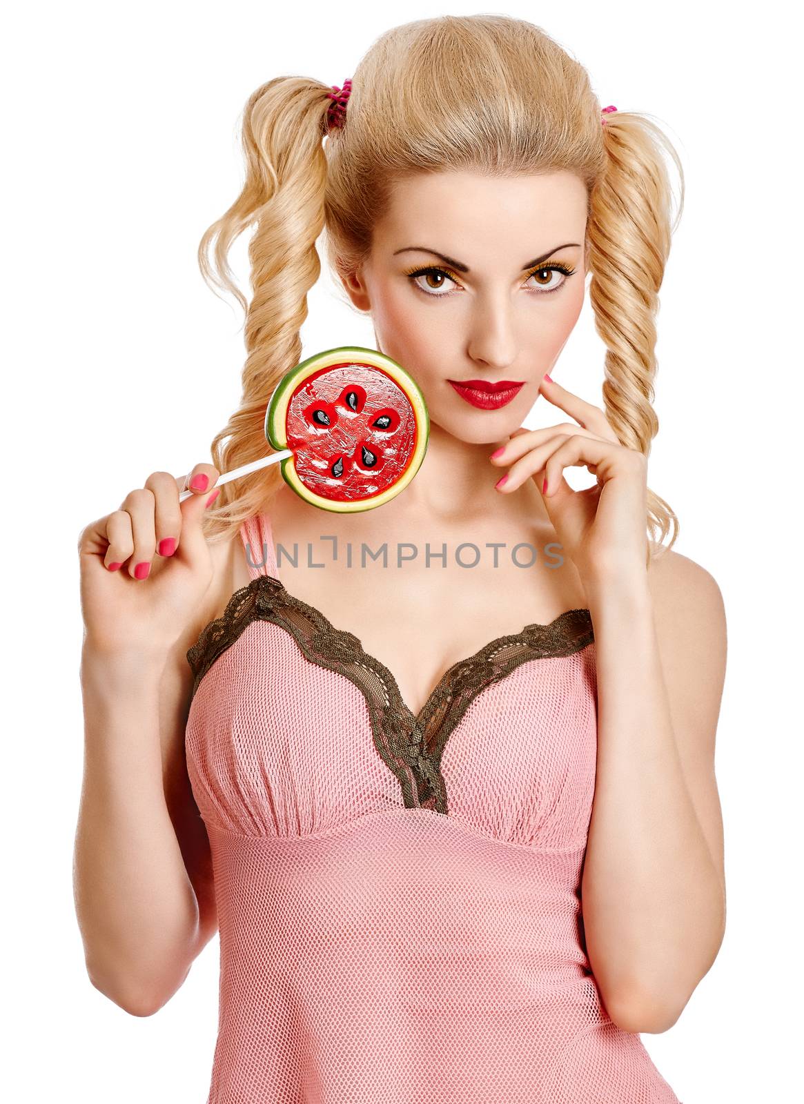 Fashion beauty woman with lollipop, vivid playful  by 918