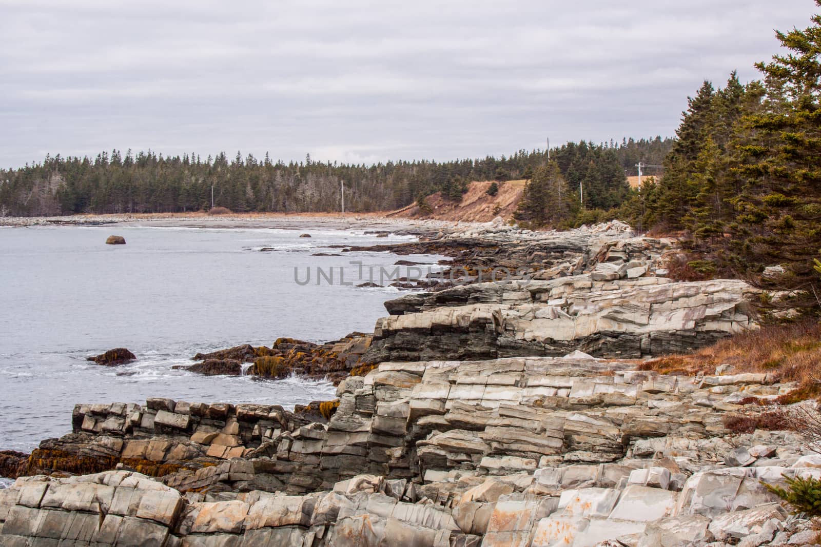 The rugged beauty of Nova Scotia in December on a cloudy day