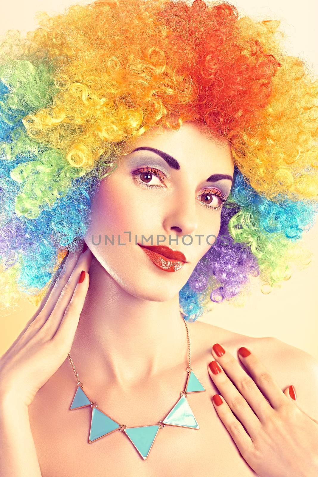 Fashion portrait nude beauty woman.Vivid afro hair by 918