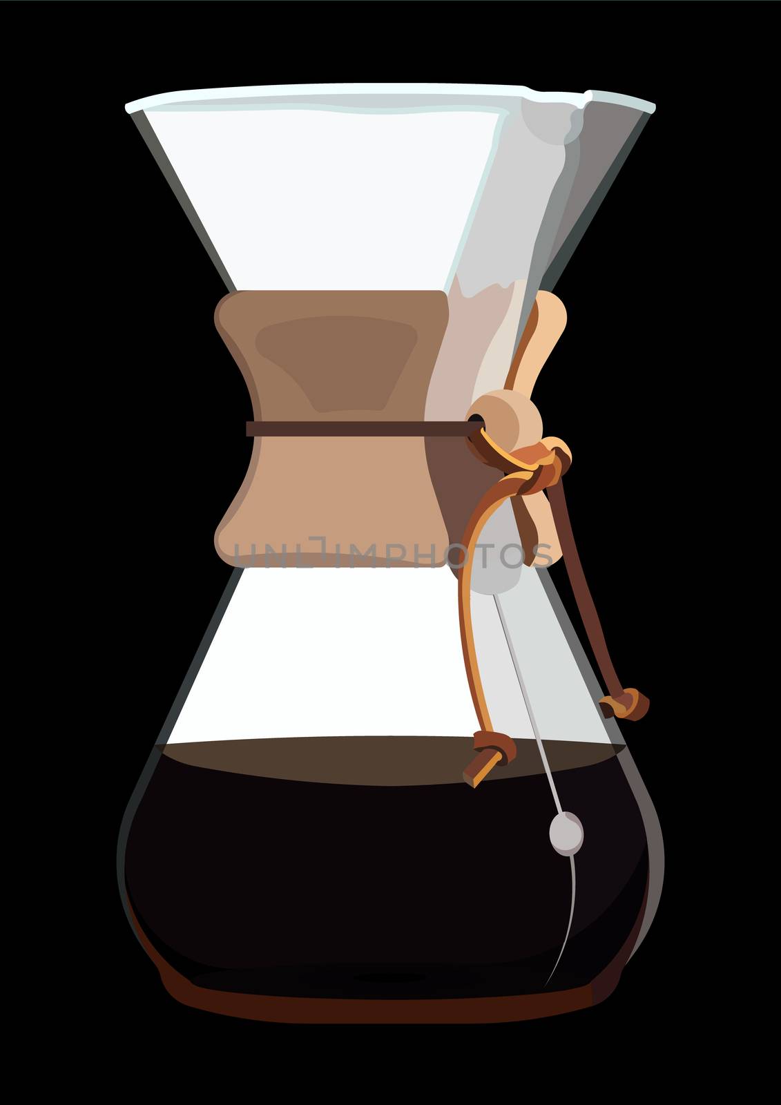 Chemex, drip coffee Maker, contain the brewed coffee.