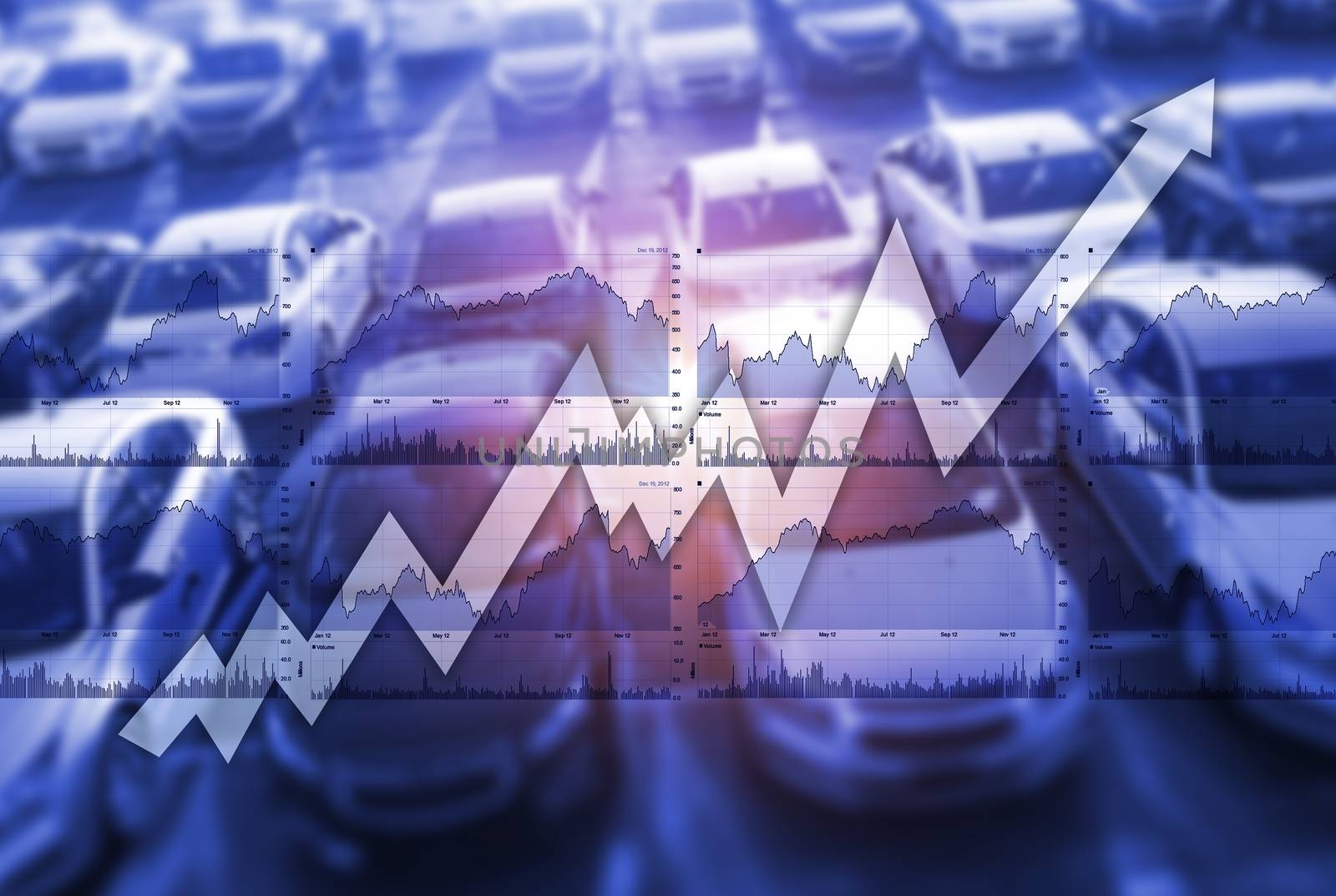 Fast Growing Global Car Sales Market Concept Photo Illustration. 