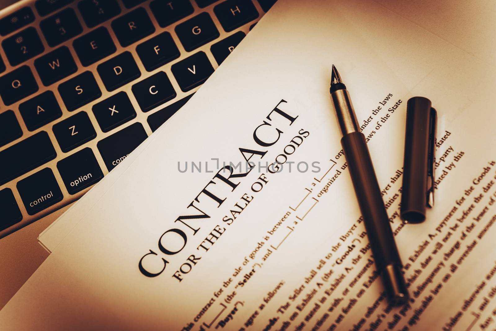 Sale of Goods Documents. Contract of Sale of Goods Closeup Photo.