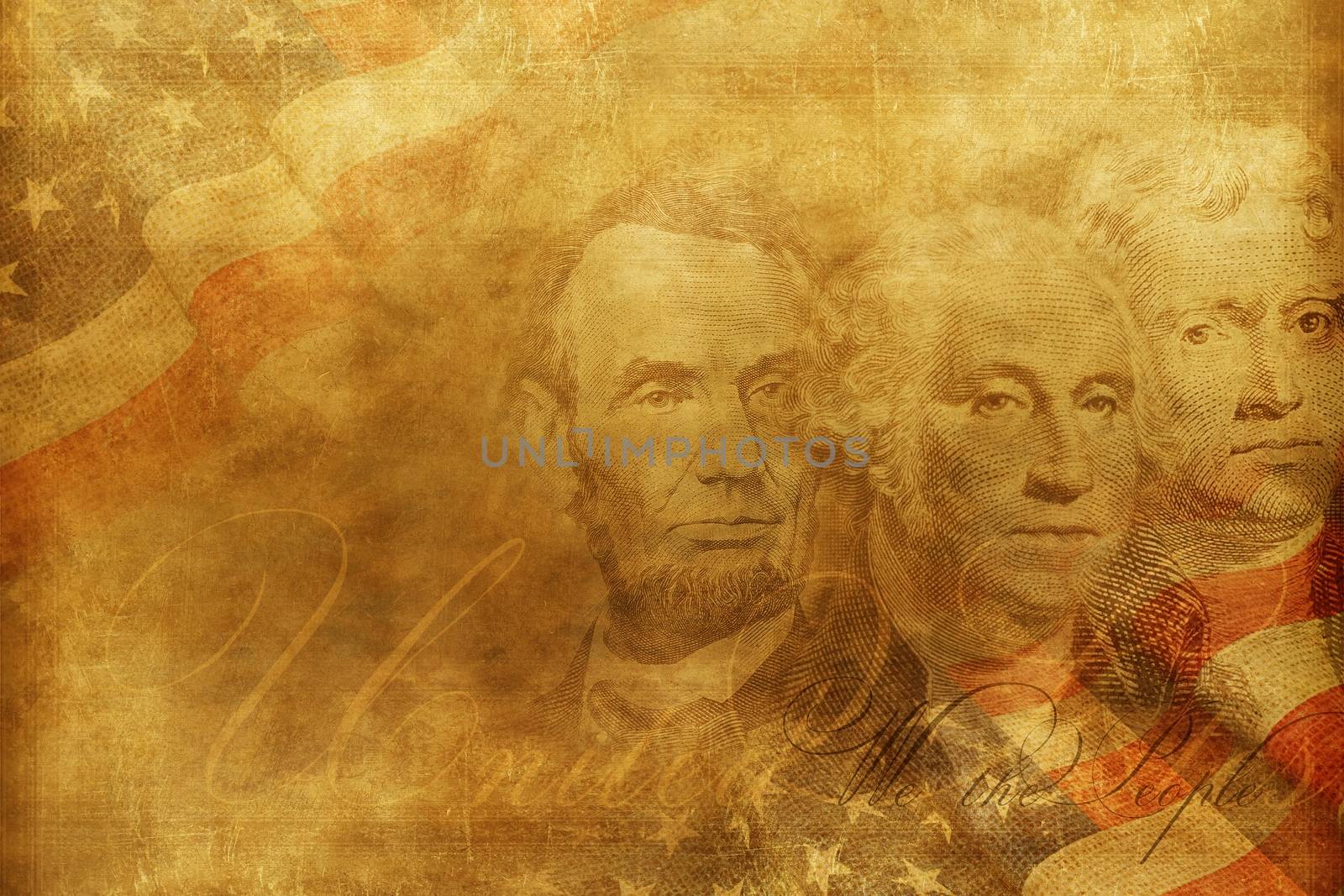 United States of America Presidents Background Illustration. Vintage Style American Background. Independence Backdrop.