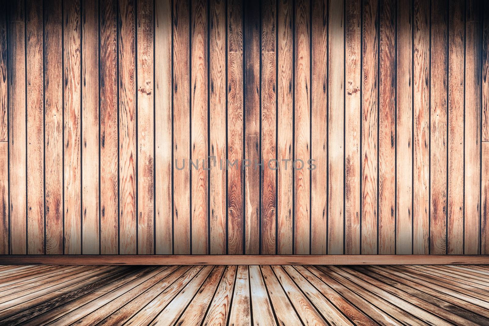 Rustic Aged Wooden Floor and Wall Background Illustration.