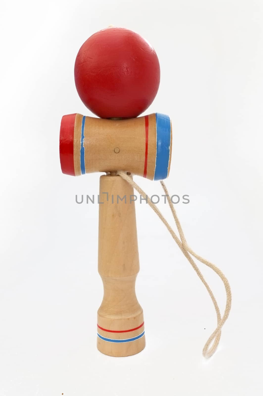 Kendama, a traditional Japanese toy consisting of a sword and a ball connected by a string rolled in heart shape