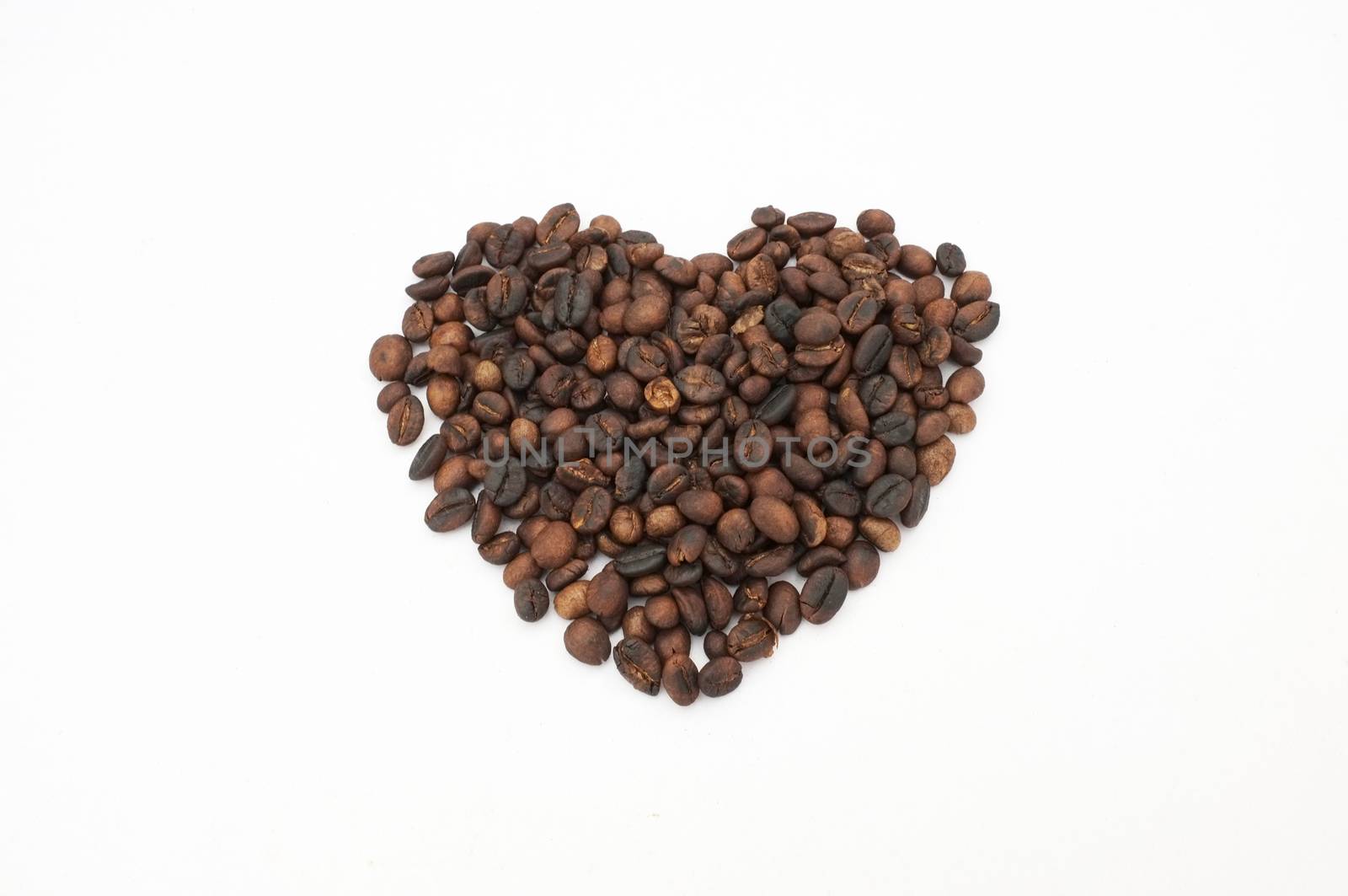 Coffee beans in heart shape