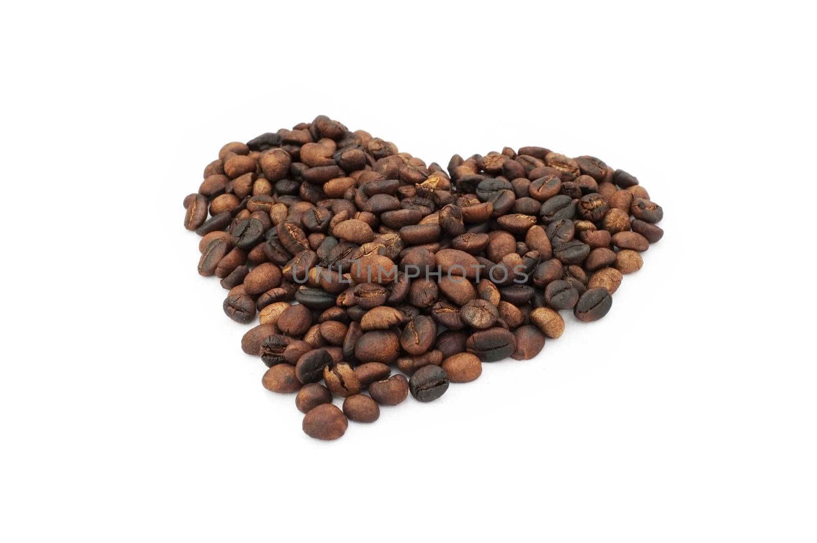 Coffee beans in heart shape