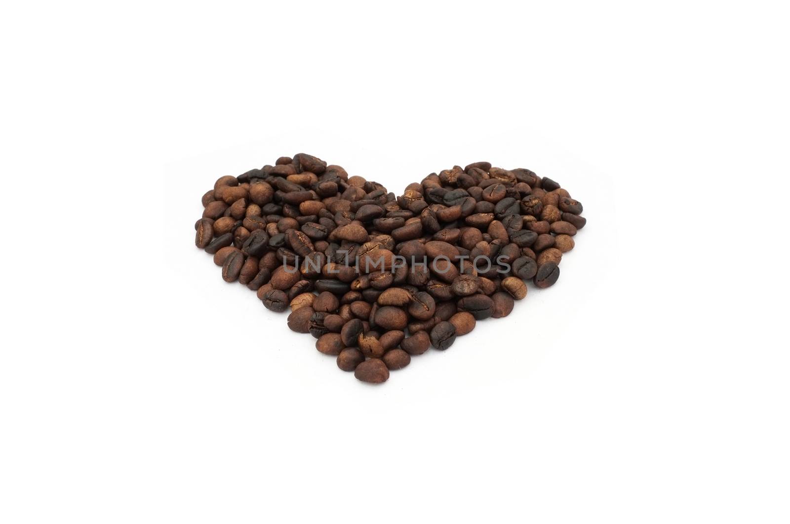 Coffee beans in heart shape