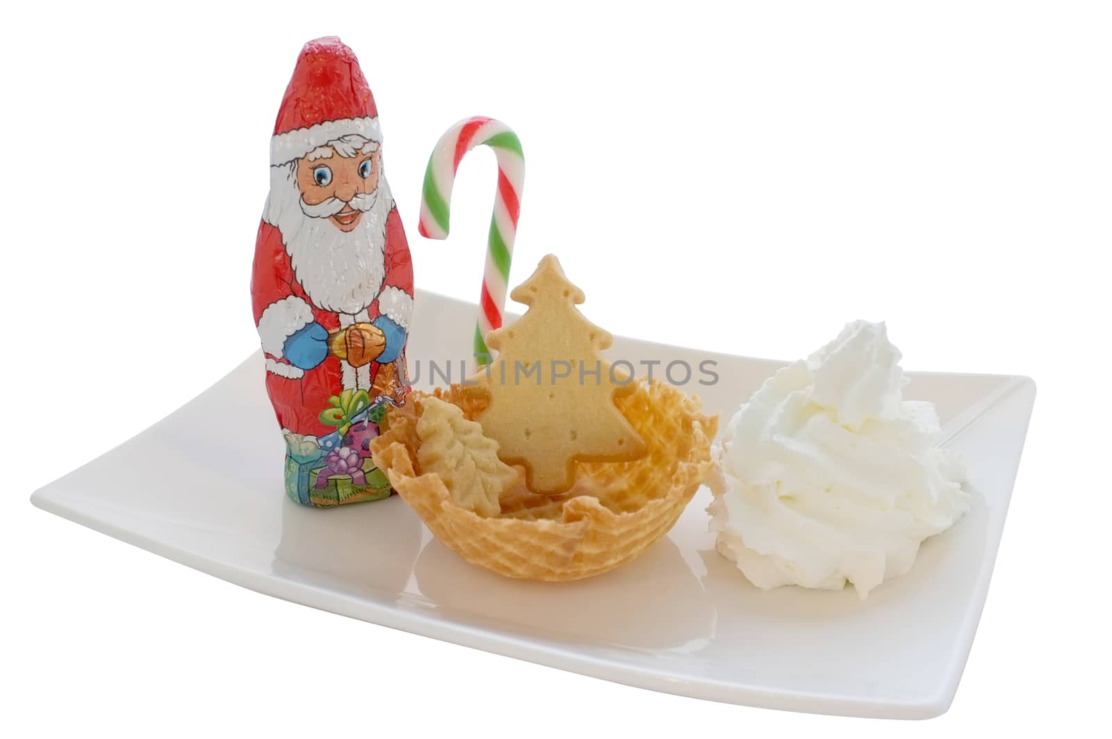 Ice cream in wafer cone / bowl with christmas decoration by Hepjam