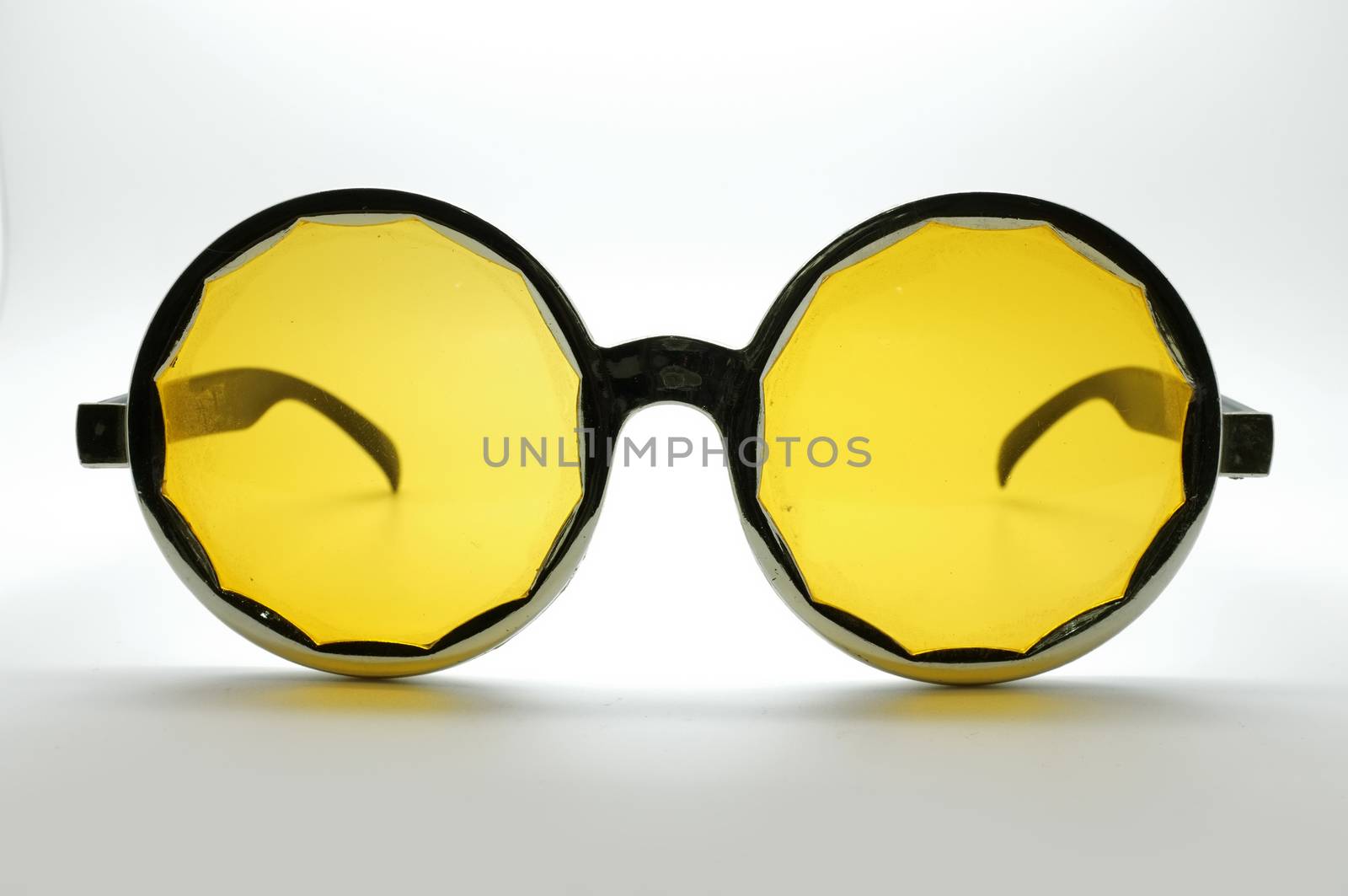 Yellow retro / vintage glasses / eye wear, black frame