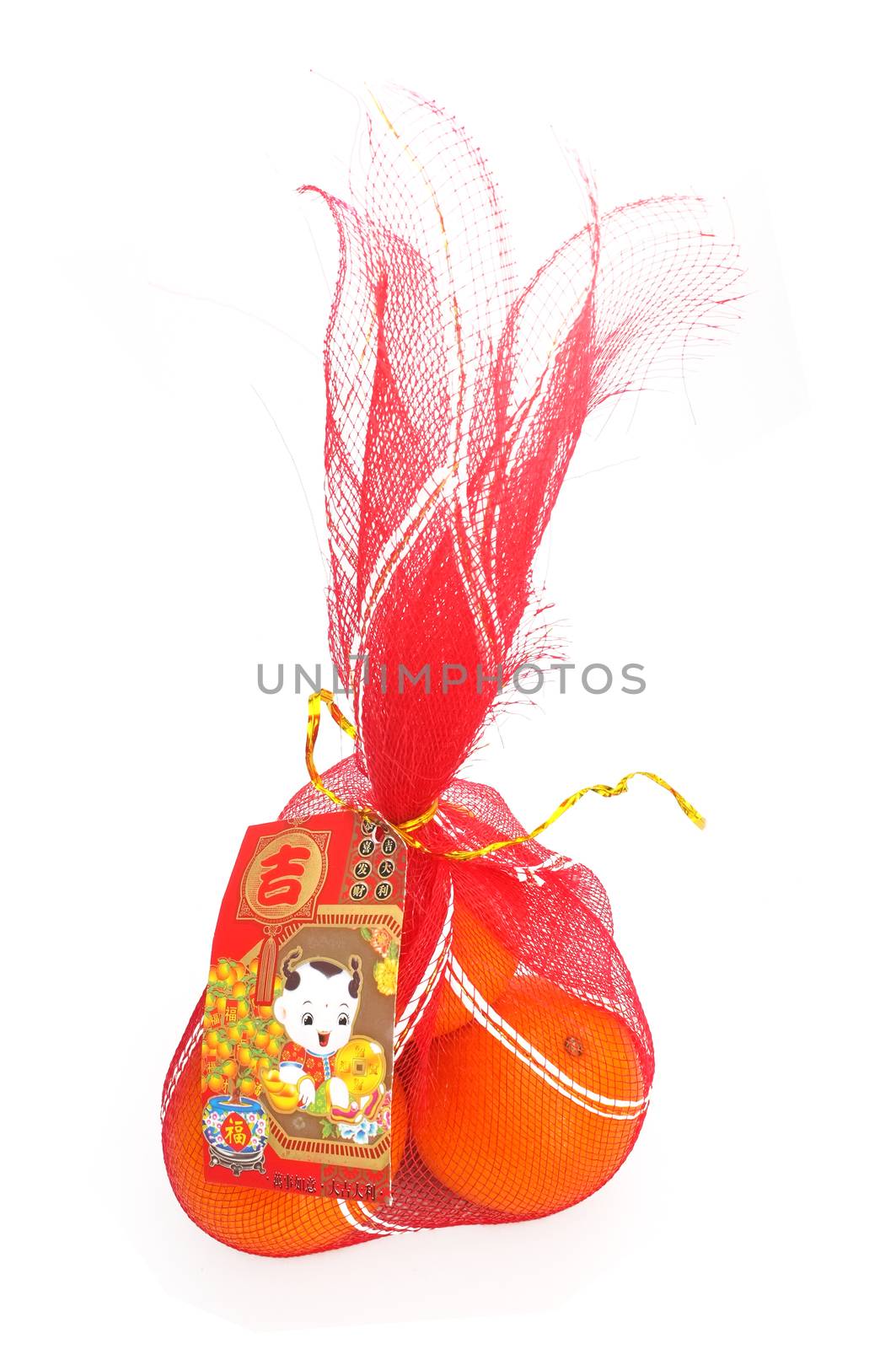 Oranges in chinese new year red bag, Chinese New Year decoration