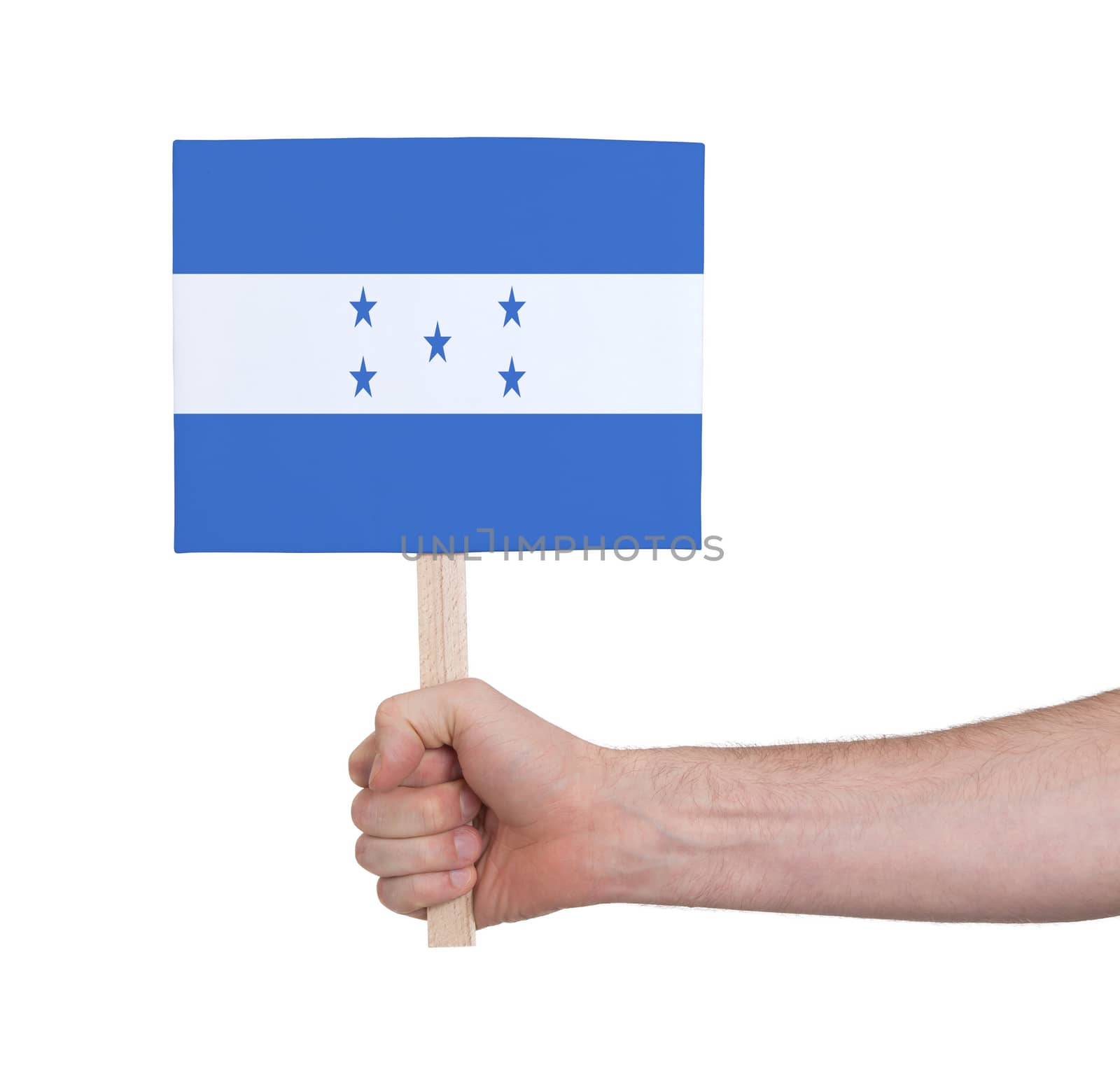 Hand holding small card - Flag of Honduras by michaklootwijk
