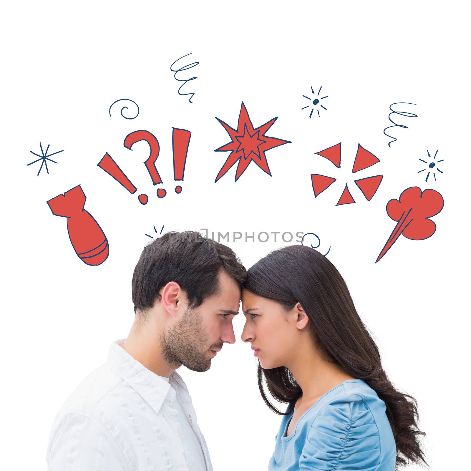 Composite image of angry couple staring at each other by Wavebreakmedia