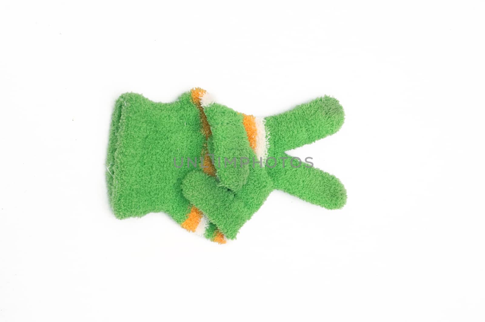 Knitted woolen gloves, winter gloves victory symbol