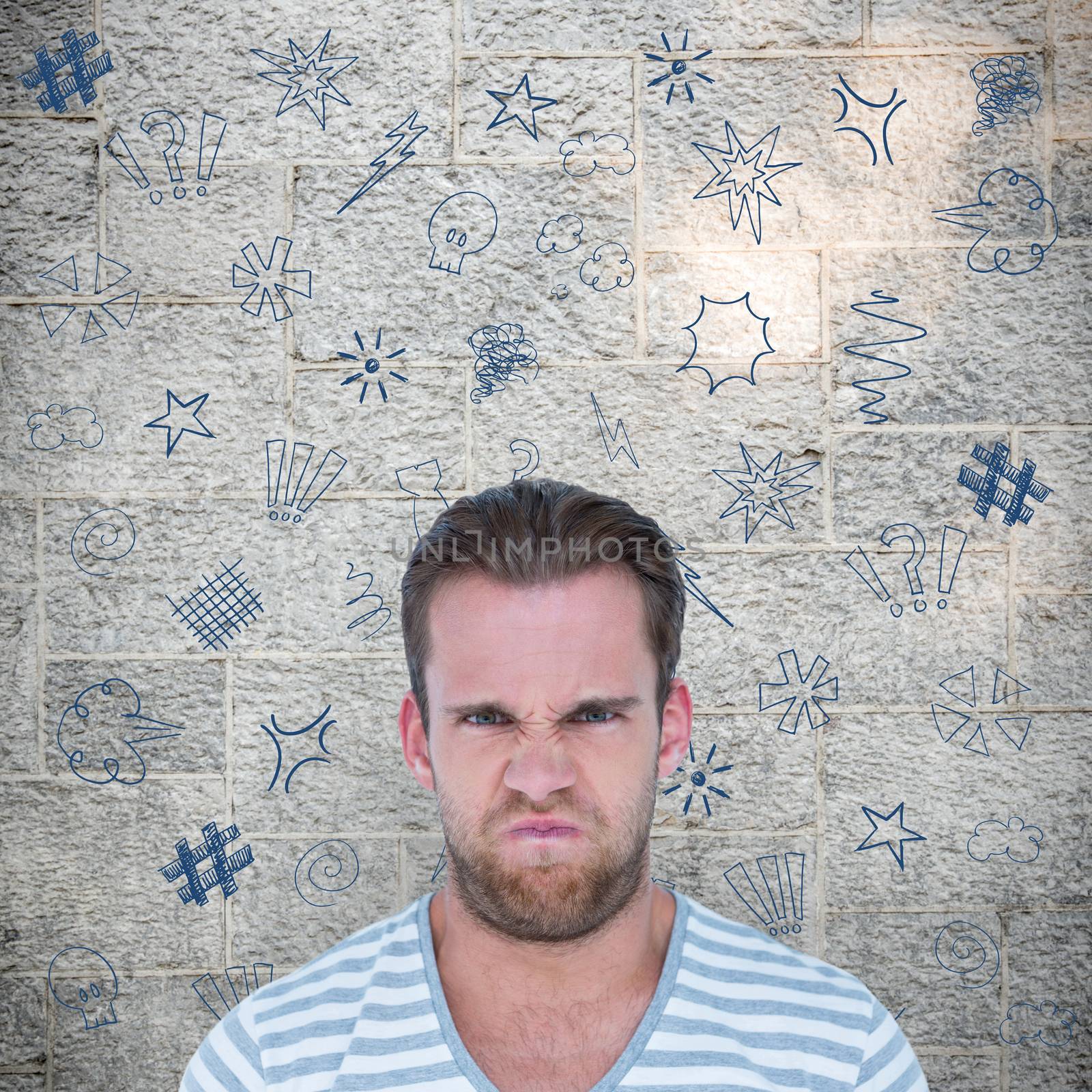 Angry man over white background against grey