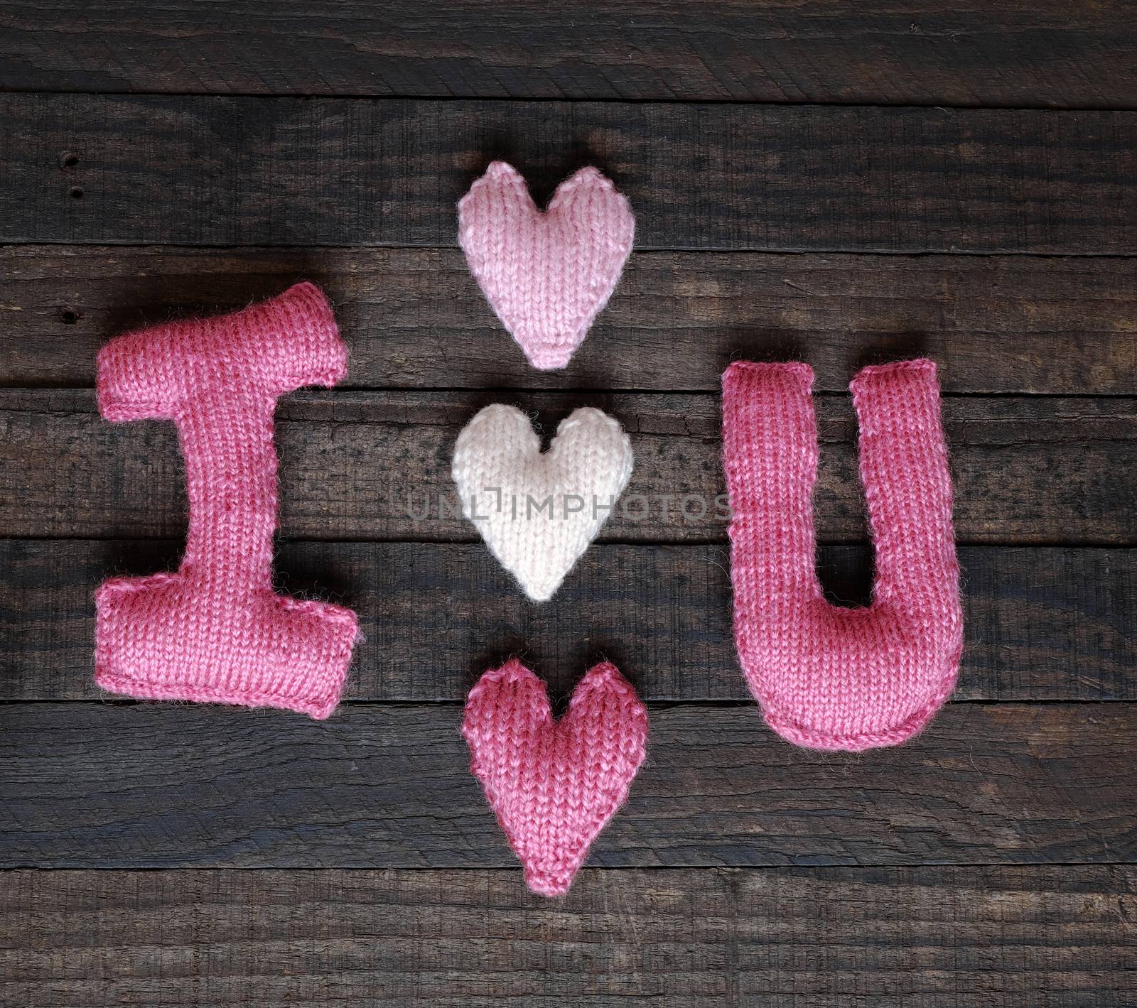 Amazing valentine background in pink colour, symbol of heart, i love you message, rose flower, all gift make handmade, knit from yarn, Valentines day on feb 14 is romantic day for love