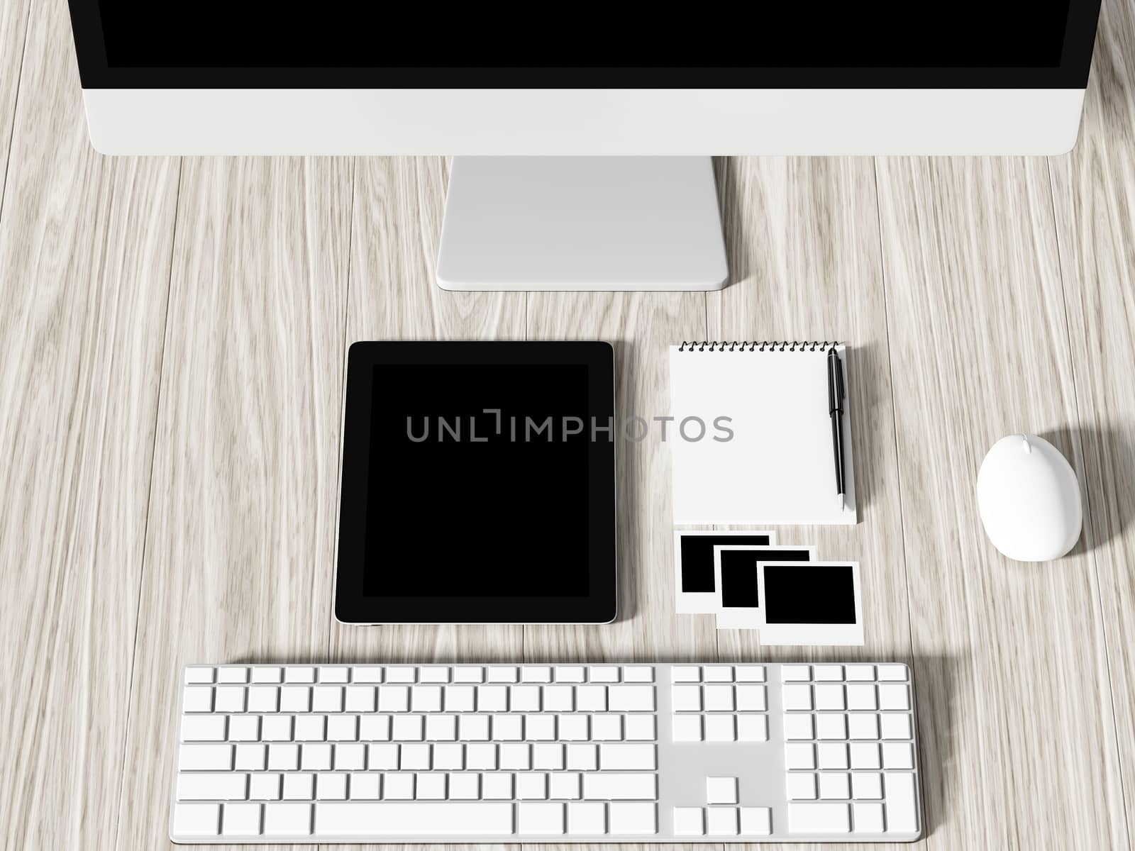 High angle view of a setting table of business workplace, shot in office, home work space