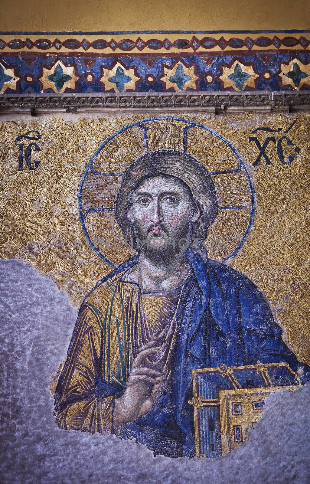 Detail of Jesus mosaic from the Hagia Sophia mosque in Istanbul