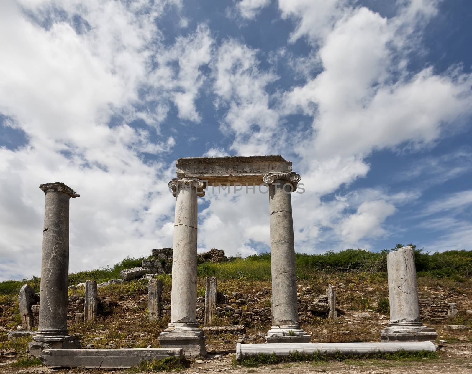 Ancient Columns Lining Main Road at Perga in Turkey by Creatista