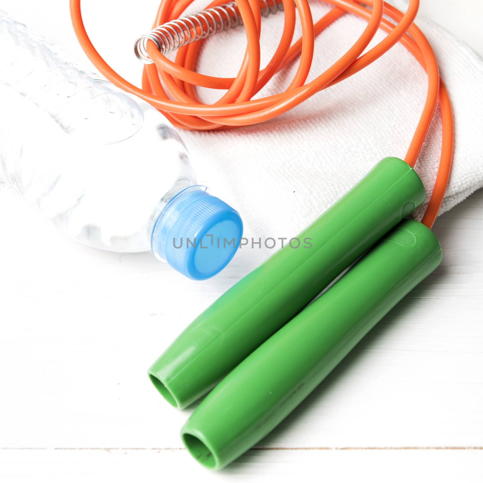 fitness equipment:water bottle,towel,rope