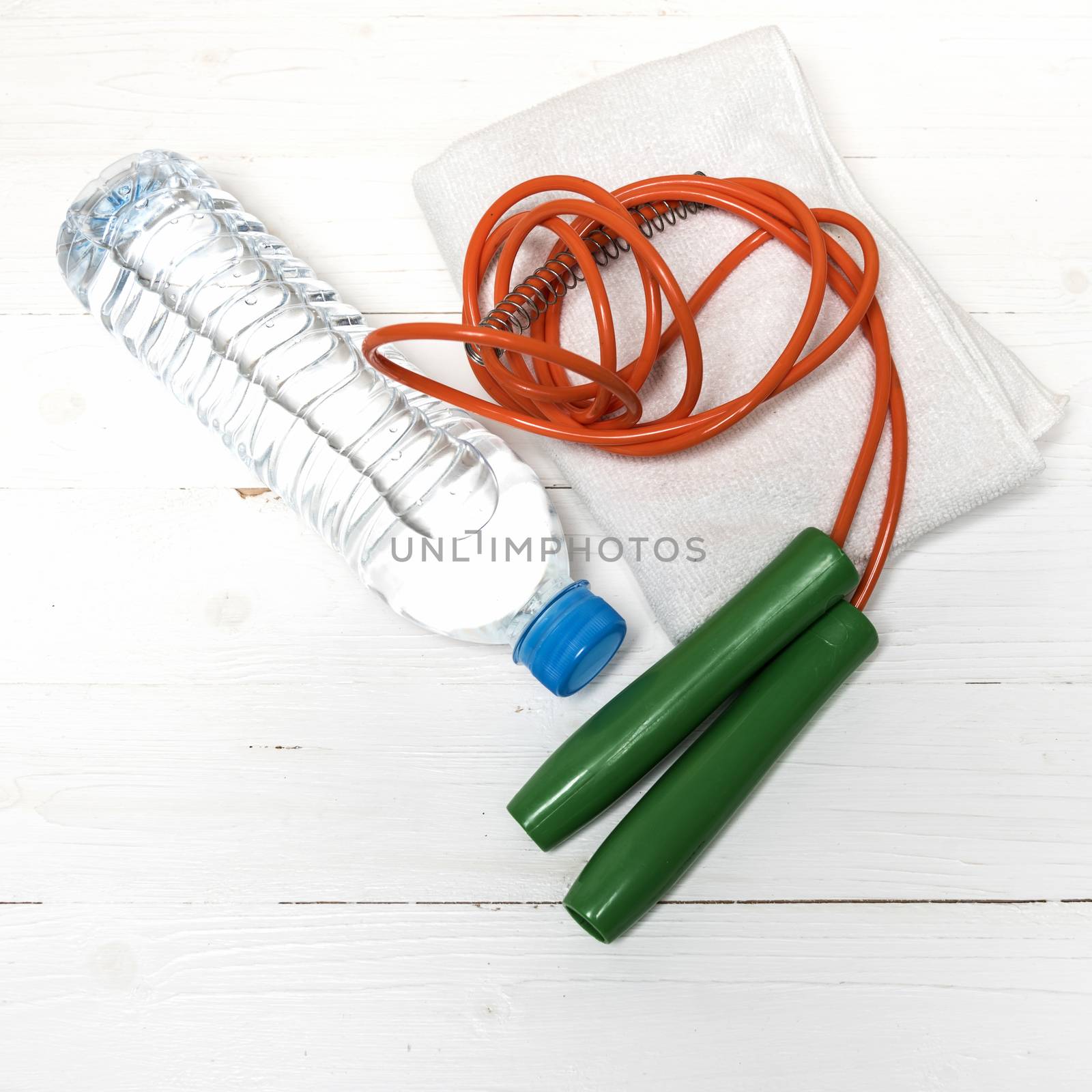 fitness equipment:water bottle,towel,rope