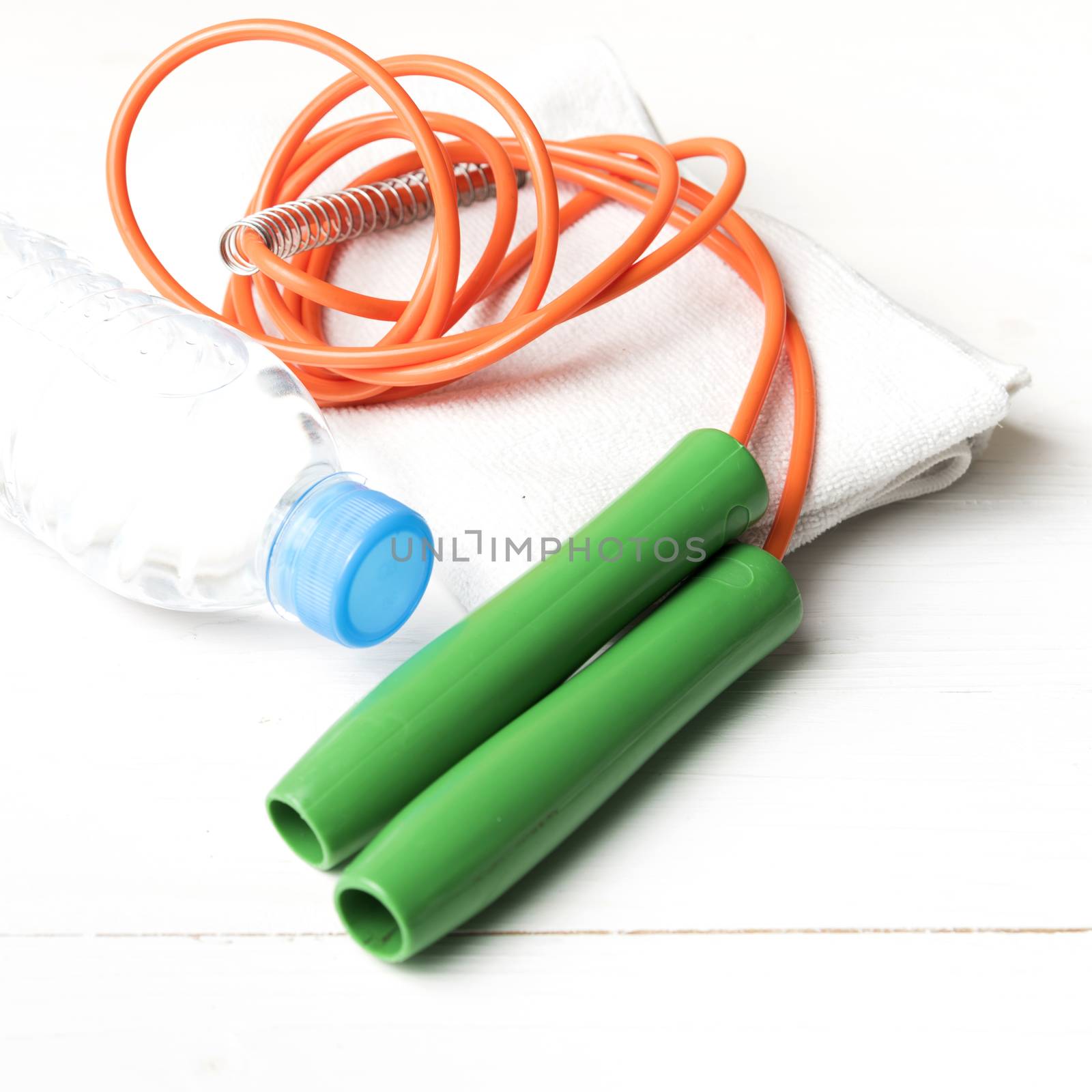 fitness equipment:water bottle,towel,rope