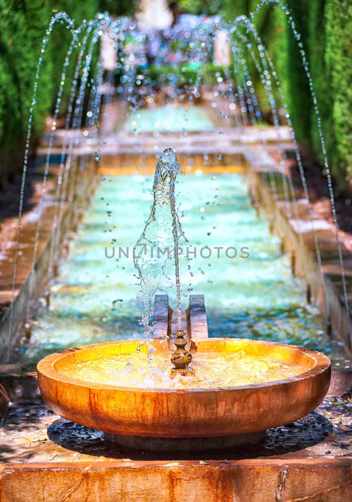 Fountain in the oriental palace garden of Palma de Majorca, Spain