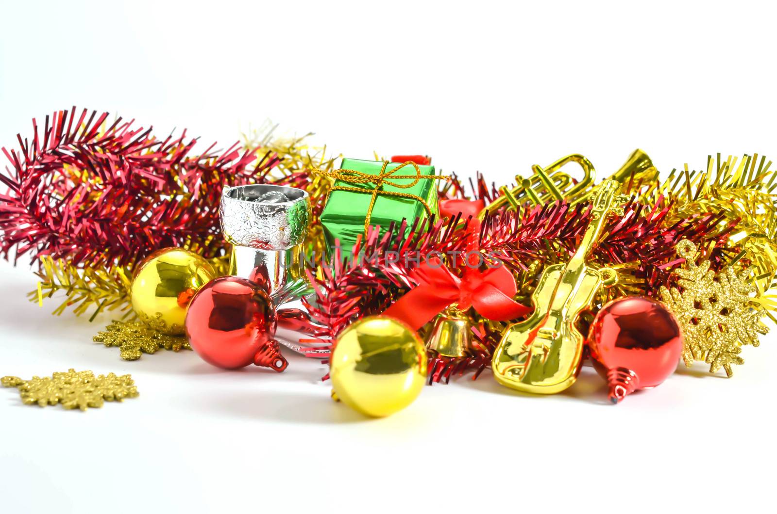 Composition of the Christmas decorations on white background