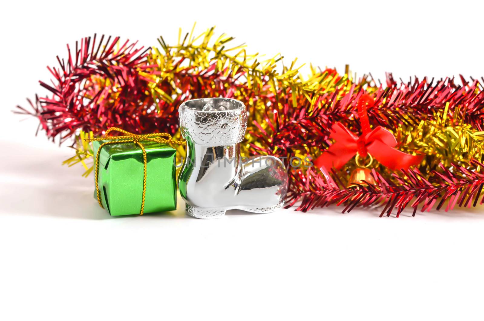 Composition of the Christmas decorations on white background