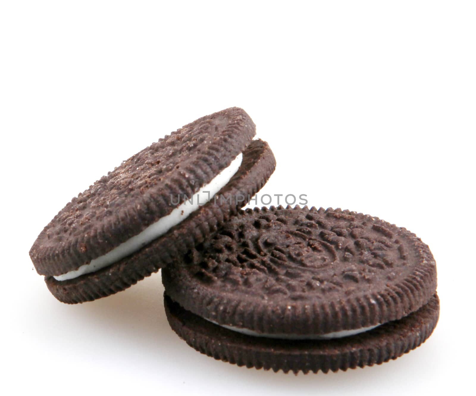 AYTOS, BULGARIA - DECEMBER 11, 2015: Oreo isolated on white background. Oreo is a sandwich cookie consisting of two chocolate disks with a sweet cream filling in between.